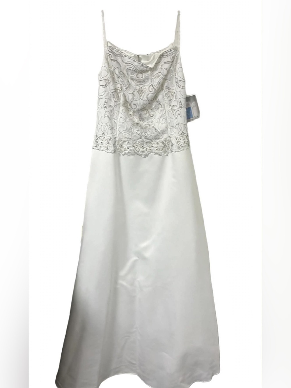 Jessica McClintock NWT White Satin Beaded Bridal Gown Size 12 Cowl Back Train Y2